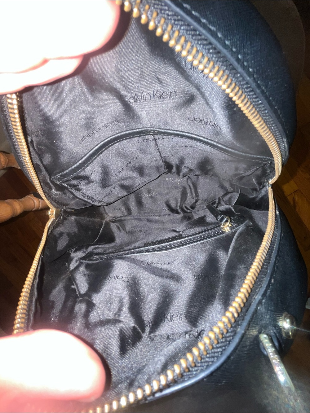 Calvin Klein Black Floral Mini Backpack with Gold Hardware - Picture 6 of 8